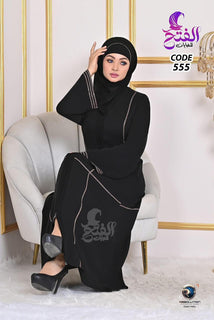 عباية صبايا خطين سترس أنيق خامة صيفية باردة خليجي مع شالة