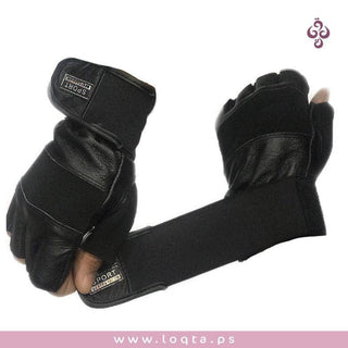 زوج من قفازات الجيم ورفع الأثقال للرياضيين حشوة لحماية مضاعفة حماية الأصابع وكف اليد - متجر لقطة