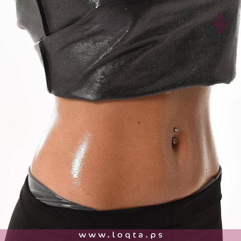 بدلة ساونا رجالي ونسائي قطعتين قماش حراري لون أسود شباح وبنطلون