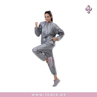 بدلة ساونا حرارية لاذابة الدهون لوزن مثالي وجسم رشيق بلوزة وبنطلون مقابض مطاطية - متجر لقطة