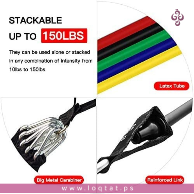 أحزمة تمارين قابلة للتعديل من BHMS لتدريب عضلات الجسم 5 ألوان مختلفة