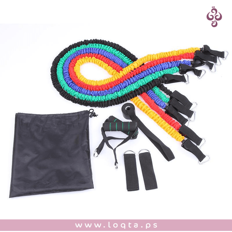 مجموعة أحبال مقاومة مطاط مغطي بالنسيج لتمارين العضلات قوة 6 كجم 1.2 م