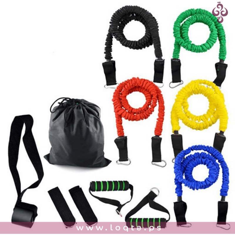 مجموعة أحبال مقاومة مطاط مغطي بالنسيج لتمارين العضلات قوة 6 كجم 1.2 م