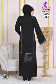 عباية صبايا خطين سترس أنيق خامة صيفية باردة خليجي مع شالة