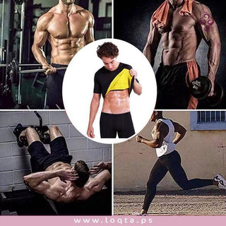 بلوزة رياضة رجالي نص كم  حرارية بمنطقة البطن والجوانب لرسم الخصر وتنحيف البطن - متجر لقطة