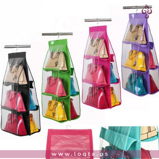 منظم الحقائب المعلق يتسع 6 حقائب قماش بولستير قوي متعدد الاستخدامات