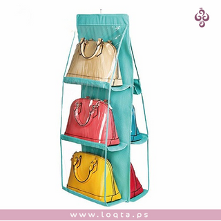 منظم الحقائب المعلق يتسع 6 حقائب قماش بولستير قوي متعدد الاستخدامات